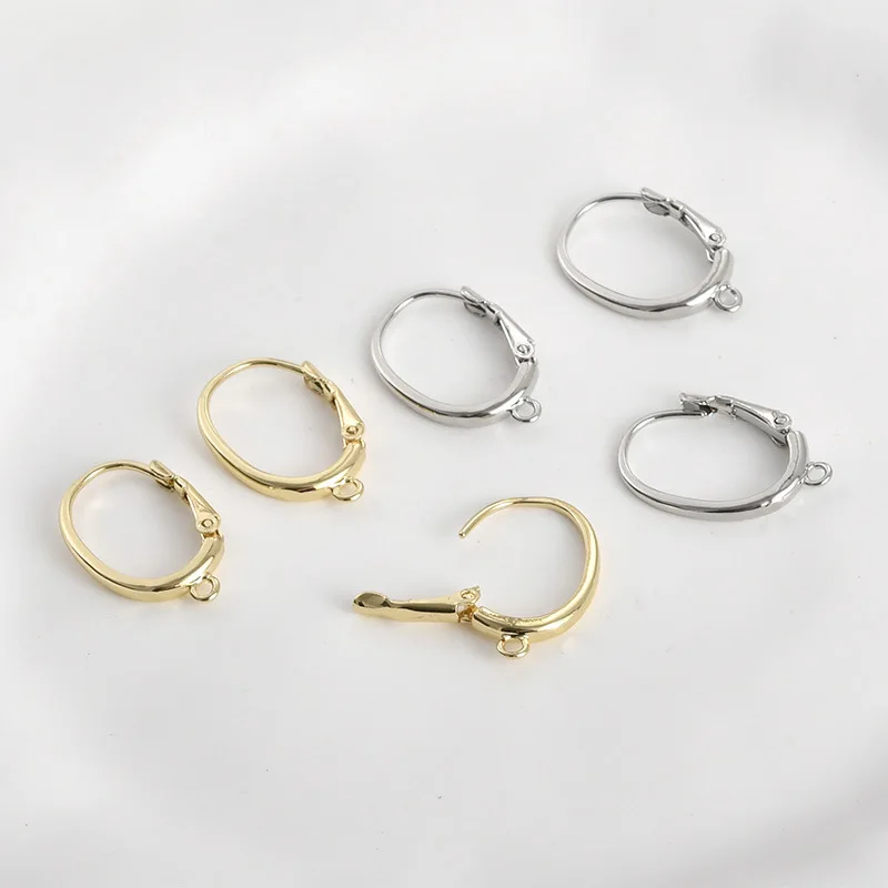 Copper-plated 14k Real Gold Color Simple Earrings, Ear Hooks, Ear Buckles DIY Handmade Ear Jewelry, Basic Accessories Materials