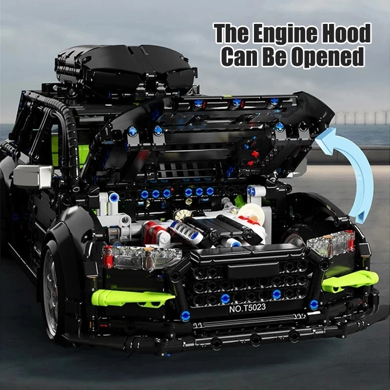 Blocs de construction de voiture technique RS6 MOC, 2896 pièces, noir, tout-terrain, assemblage de véhicule SUV, briques, jouets pour adultes, cadeaux d'anniversaire pour enfants