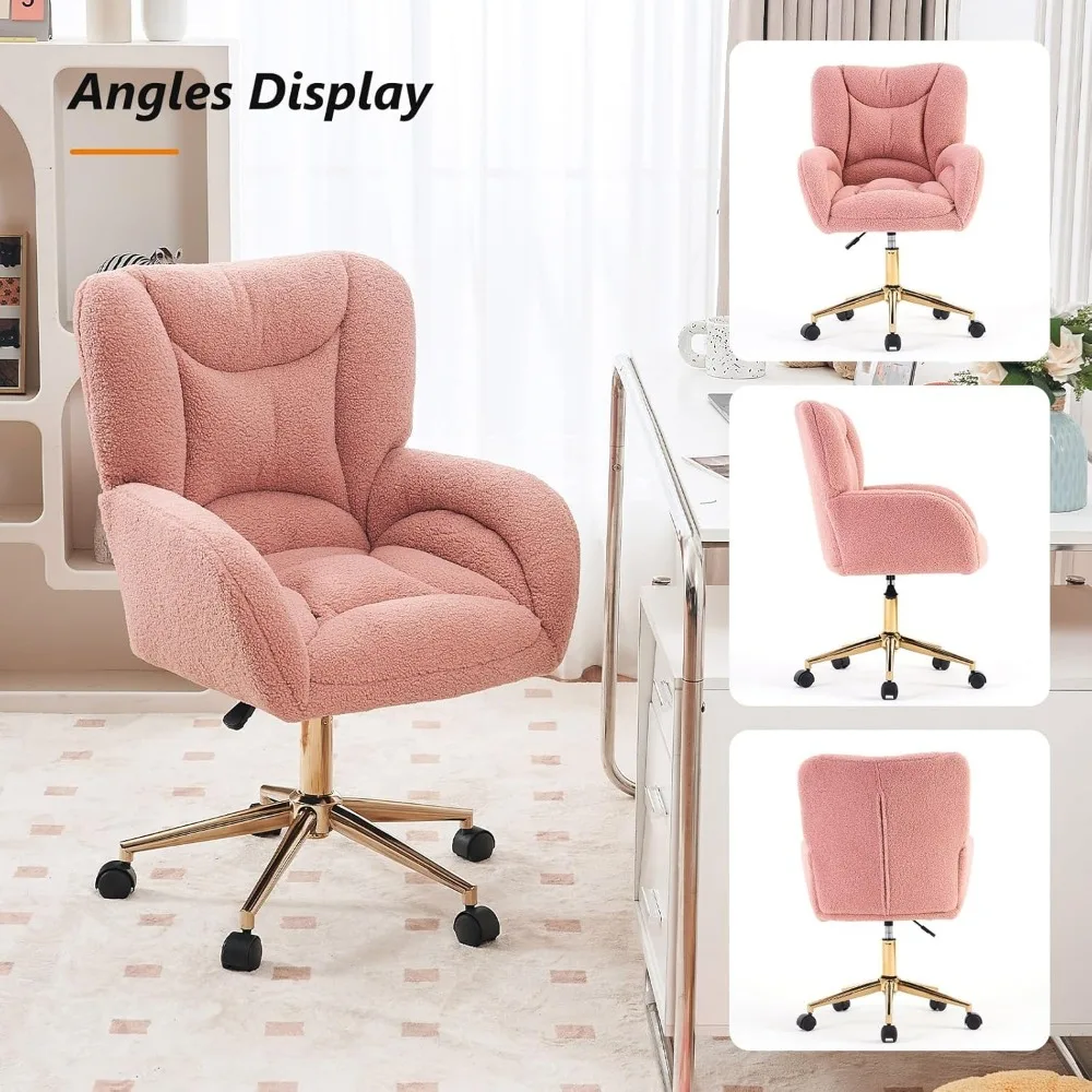 كرسي مكتب منزلي من القماش المخملي، كراسي مكتب مريحة قابلة للتعديل 360 درجة °   كرسي مهام الكمبيوتر المنجد الدوار لغرفة المعيشة تشا