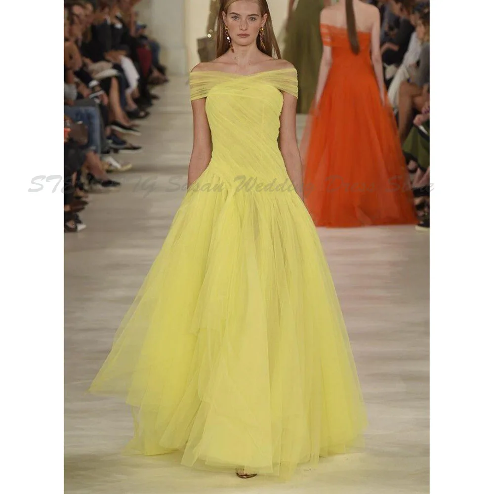

Simple Evening Dresses Women Floor Length High Quality A Line Off The Shoulder Formal Situation Special Event Party Banquet Gown