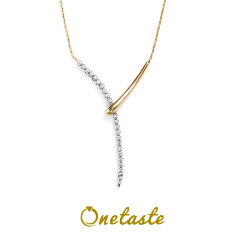 

925 Sterling Silver Cubic Zirconia Y Shape Pendant Necklace For Women Sparkling Dainty Fashion Simple Layered Chokers Necklaces