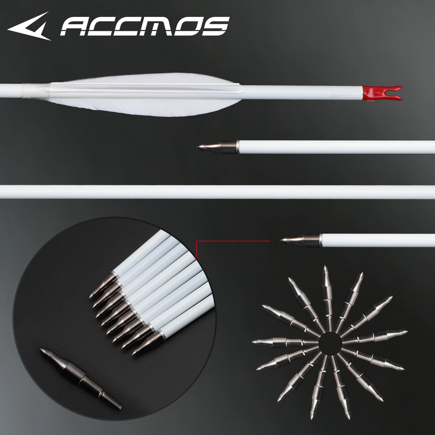 Pure Carbon Arrows White 33inch ID6.2mm Spine500 600 700 800 Real Turkey Feather Complete Field Archery Hunting Shooting Outdoor view 5
