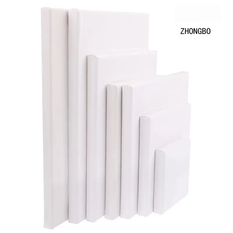 2Pcs ZhongBo White Blank Square Artist Canvas For Oil Painting On Canvas, Acrylic Watercolor Oil Paint With Wood Frame As Primer