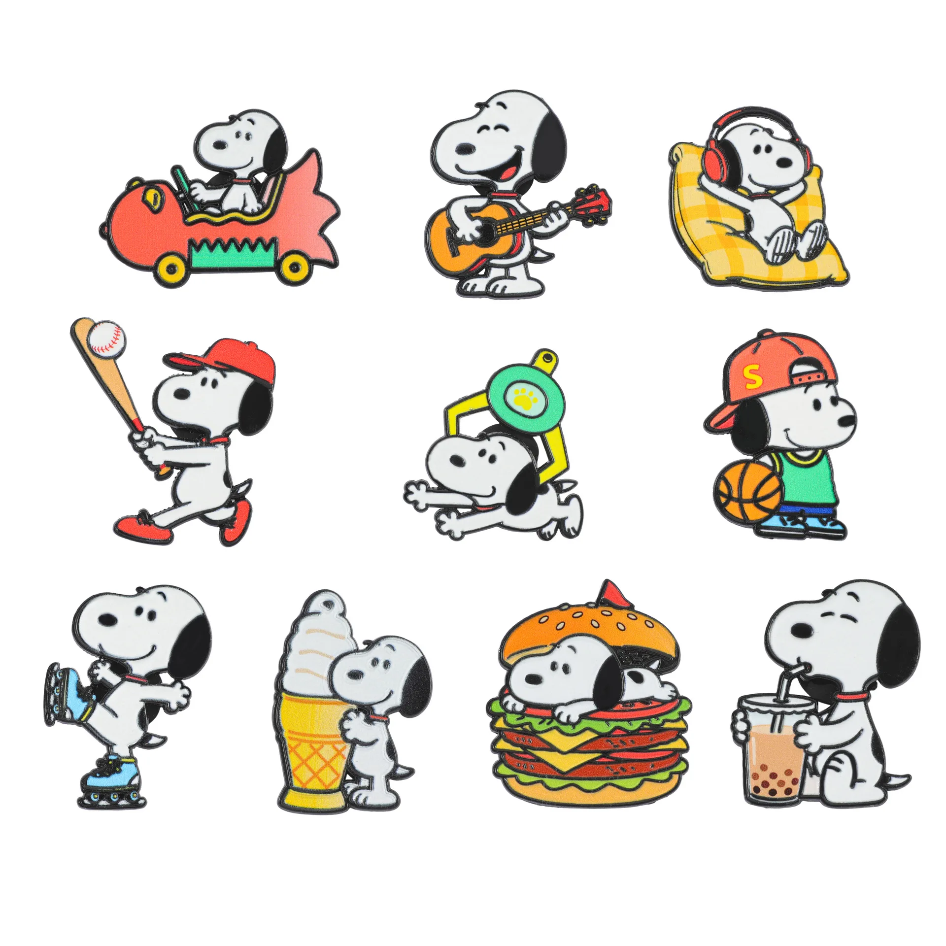 Kawaii Snoopy Emaille-Anstecknadeln Peanuts Cartoon-Hund Broschen für Rucksäcke Taschen Kleidung Revers-Abzeichen Schmuck Geschenk für Fans