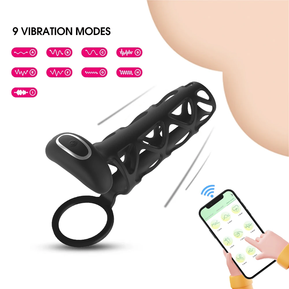 

Dildo Lock Sperm Vibrating Holster APP Remote Control Dildo Net Cover Delay Vibration Lock Semen Ring Couple Products