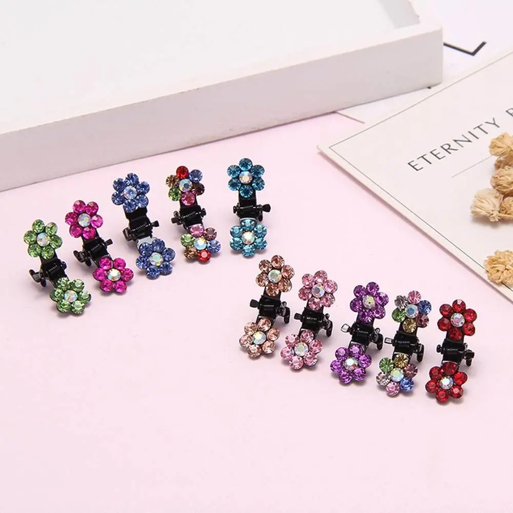 12Pcs Mini Hair Claw Fashion Colorful Crystal Hair Claw for Girls Mini Crystal Headwears Claw Clip Headwear Kid Hair Accessories