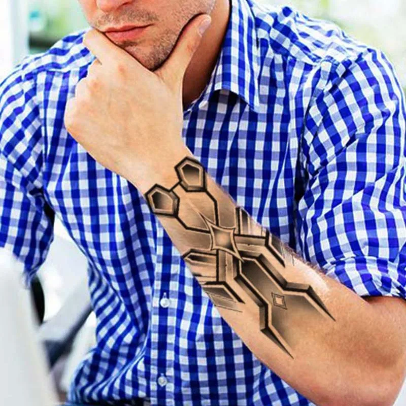 

Long-lasting waterproof temporary tattoo sticker simulates non-reflective geometric abstract pattern fake tattoo