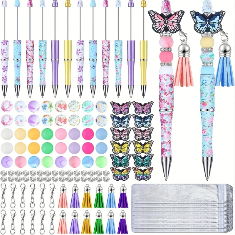 Ballpoint Pen Bead Pen Plastic Beadable Pen Beaded Ballpoint Pen School Office Writing Supplies Stationery Wedding Gift