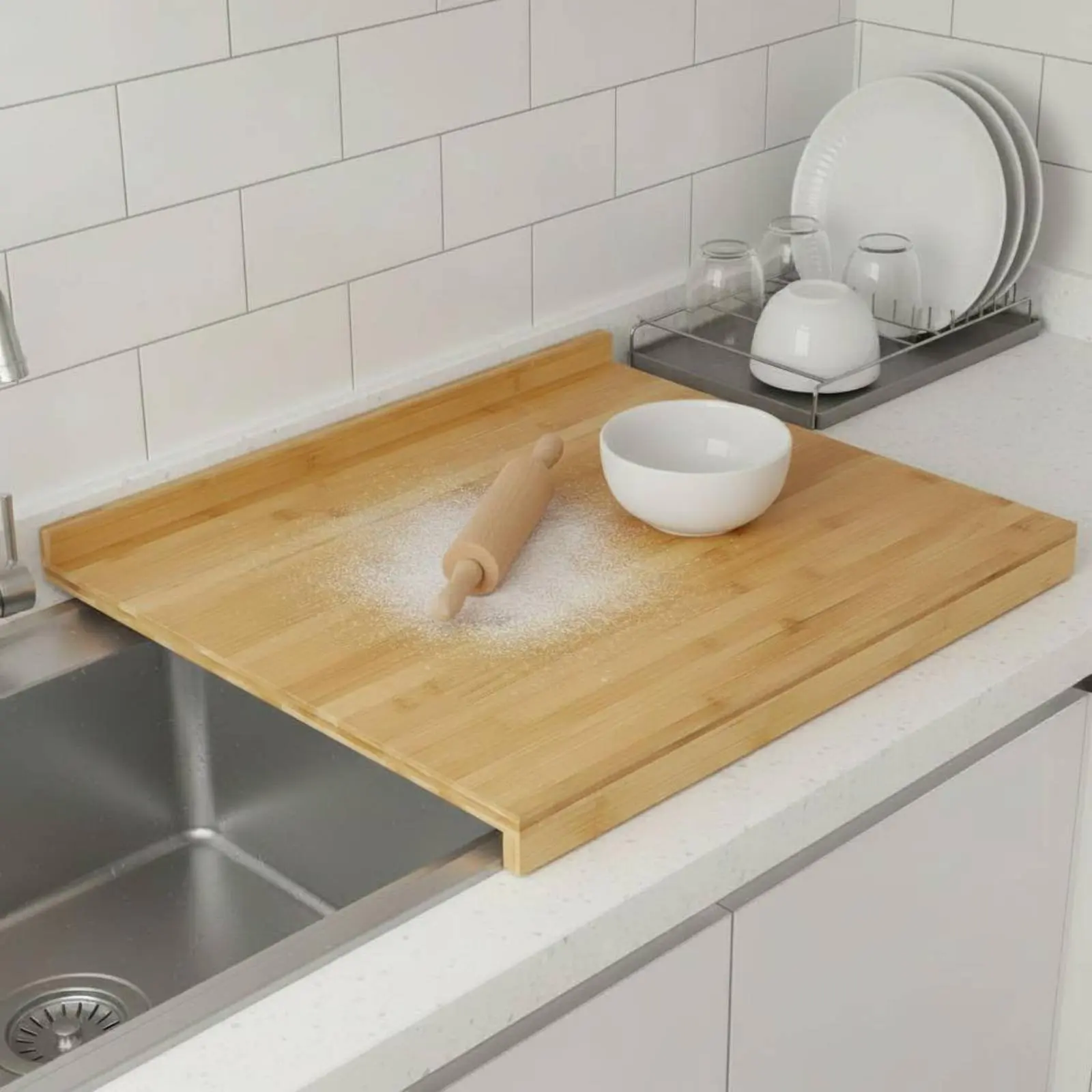 Over the Sink Cutting Board Multipurpose Countertop Kneading Board Kitchenware for Home Cooks, Kitchen