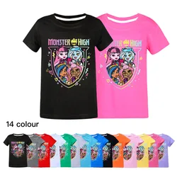 Monster High T Shirt Kids 2024 Summer Clothes Baby Girls Short Sleeve Tops Children Clothing Teenager Boys Cartoon T-shirts