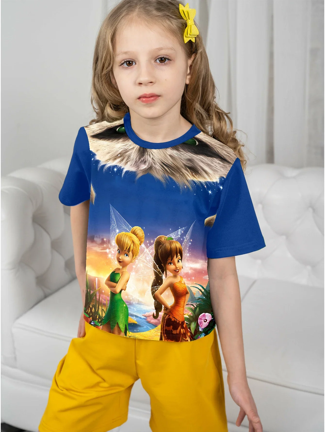 3D Print Cartoon T-tinkers Bells Baby Clothing 5 to 14 Years Male Outdoor Clothes for Children Boy Girl Child T-Shirt Top Shirts