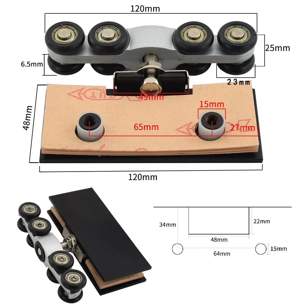 1Set Stainless Steel Top Hung Frameless Sliding Glass Door Roller Wheel Kit Bath Shower Enclosure Matte Black Rose Gold