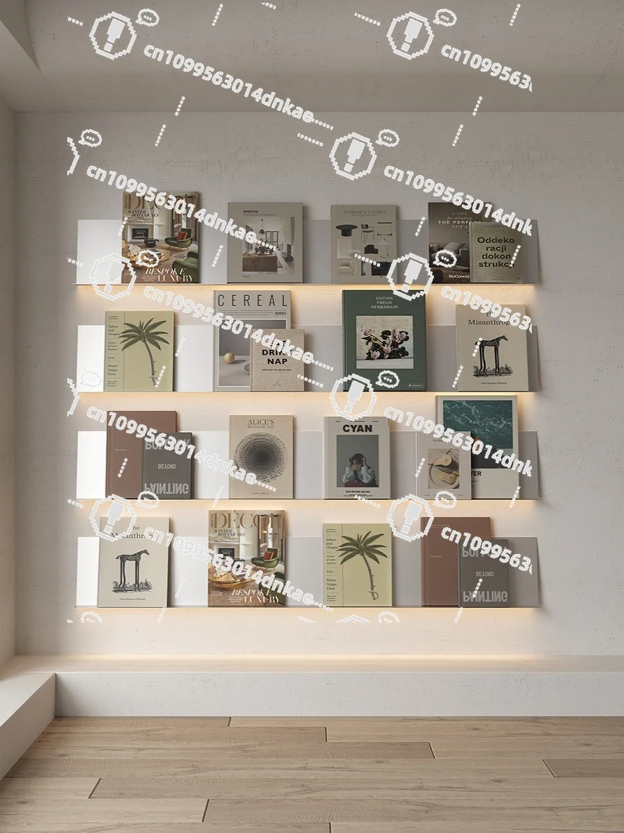 

Luminous Baffle Upper Wall Stainless Steel Wall Shelf Display Shelf Bookshelf Laminate Wall Jewelry Magazine Rack