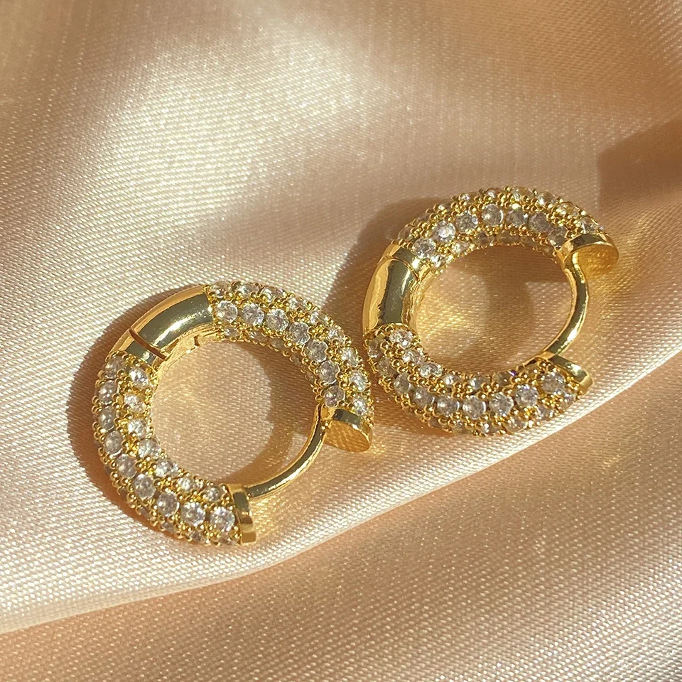 

Anziw Micro Paved Full Moissanite Hoops Earrings Silver 925 Dazzling Diamond Ear Luxury Jewelry for Women Men Party Wedding Gift