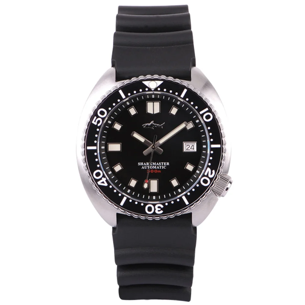 Heimdallr 45.5mm Men\'s 6309 Abalone Dive Watch Black Dial Sapphire Ceramic Bezel NH35 Automatic Movement C3 Lumed Rubber Strap