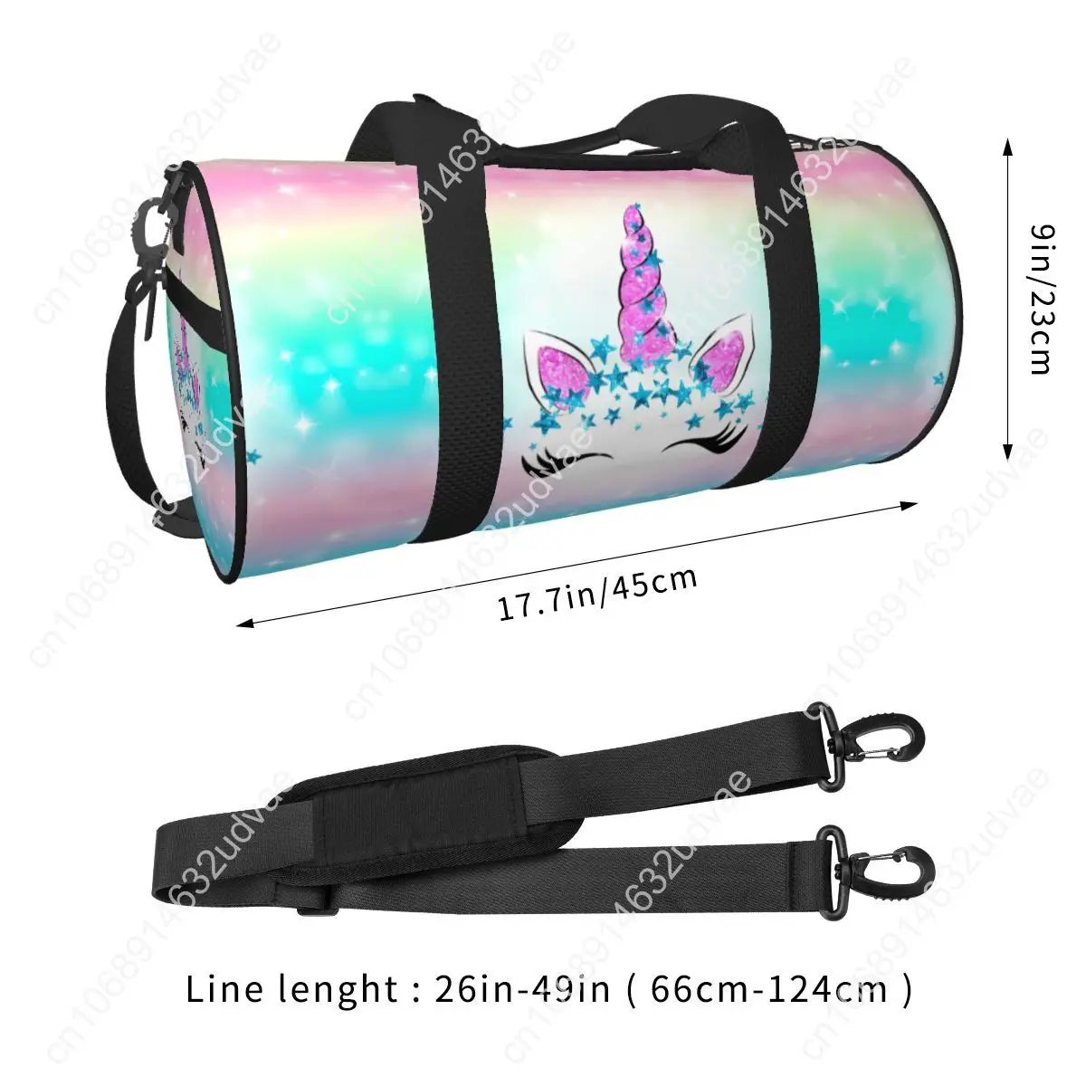 Happy Birthday Unicorn Sport Bags Pinkl Girl with Shoes Gym Bag Portable Couple Pattern Handbag Swimming Funny Fitness Bag