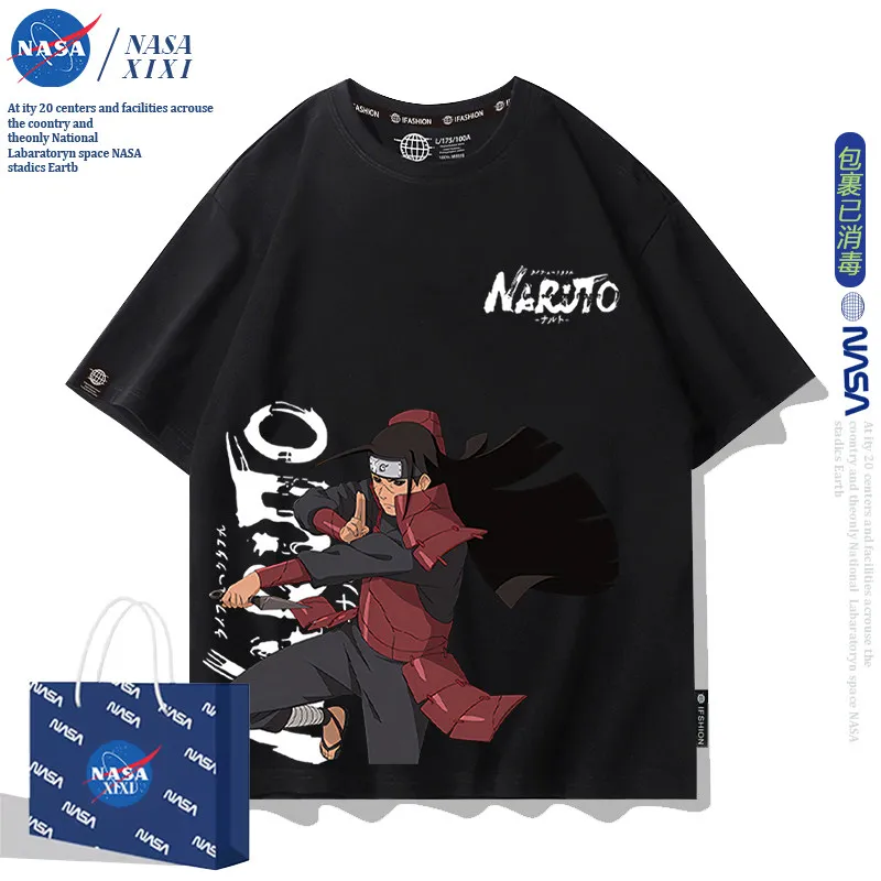 Children's T-shirt Trendy Brand Pure Cotton New Item Japanese Anime Naruto Co Printed Parent-child Casual Short Sleeved Shirt