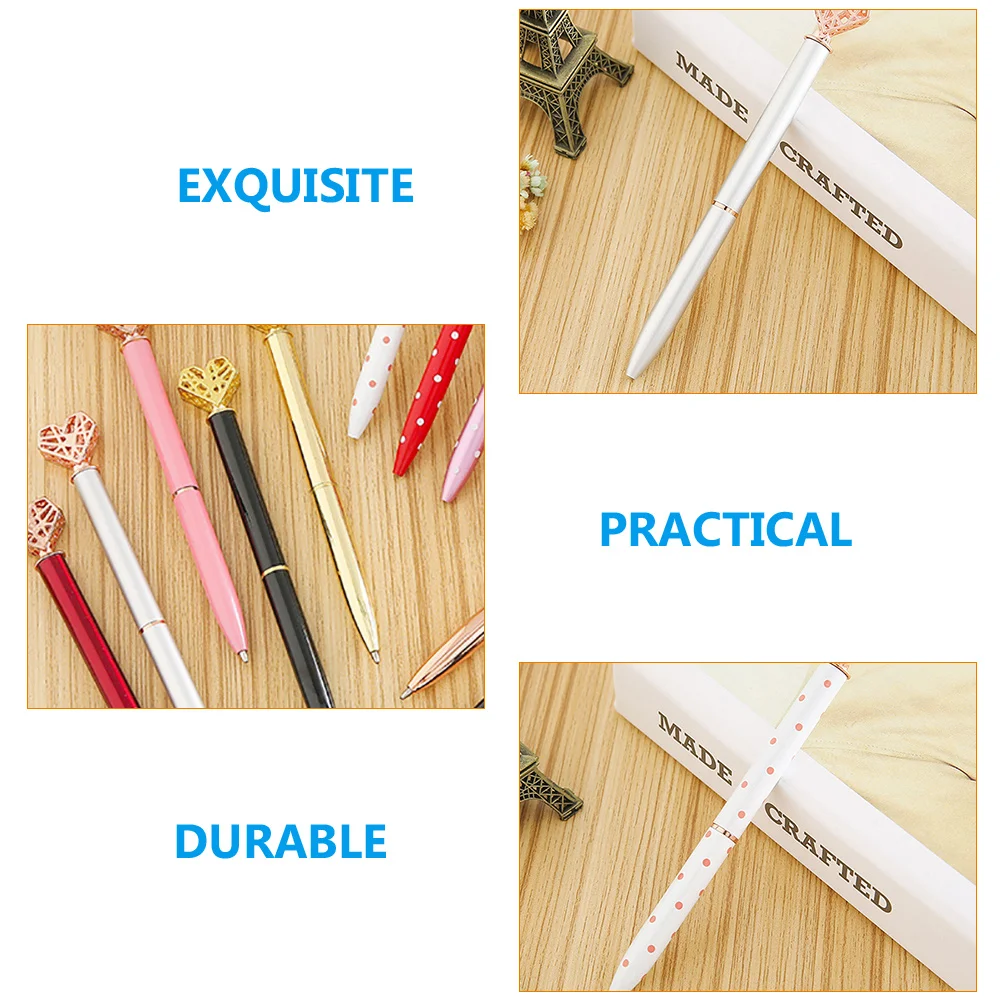 

6Pcs Heart Ballpoint Pens Premium Metal Writing Pens Smooth Flow for Journaling Coloring Crafting Stationery Gift Idea