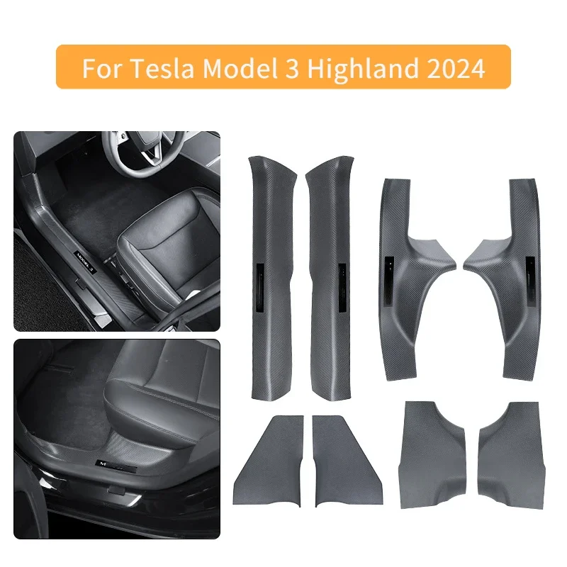 Threshold Strip Guard for Tesla Model 3 Highland 2024 ABS Carbon Fiber Front Rear Inner Door Sill Guards Decoration Accessories