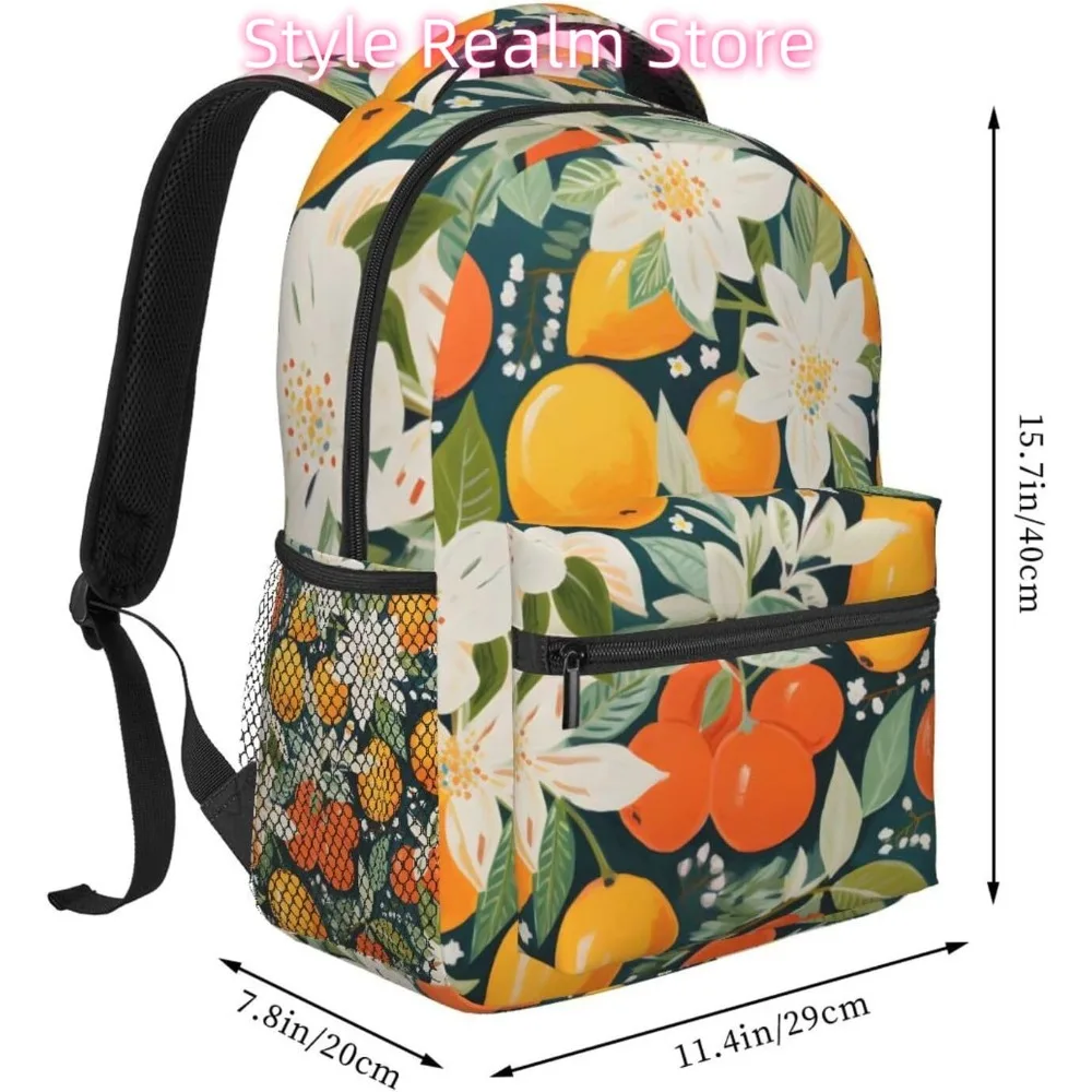 حقيبة ظهر للكمبيوتر المحمول خفيفة الوزن من Orange Blossom Fruit خفيفة الوزن ومتعددة الأغراض للسفر كاجوال للجنسين حقائب ظهر جامعية للرجال