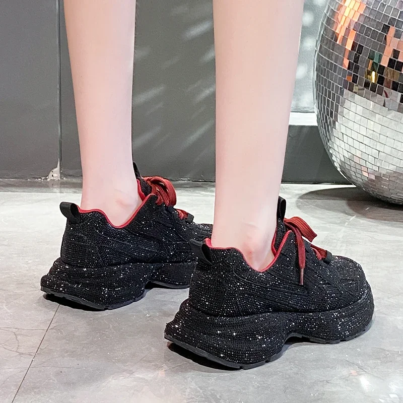 Luxury Full Diamond Thick soled Sports Shoes Designer Anti slip Running Shoes Womens Fashion Leopard Pattern Tennis Casual Shoes