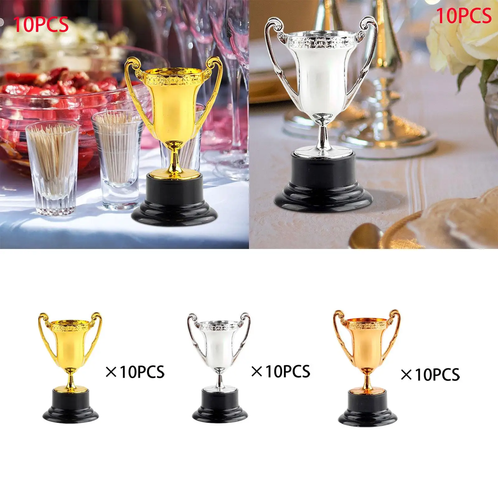 10x Small Award Trophies Trophy Cup Award Colored trophy Reward Prize Cup for Sports Celebrations Props Decorations Baseball