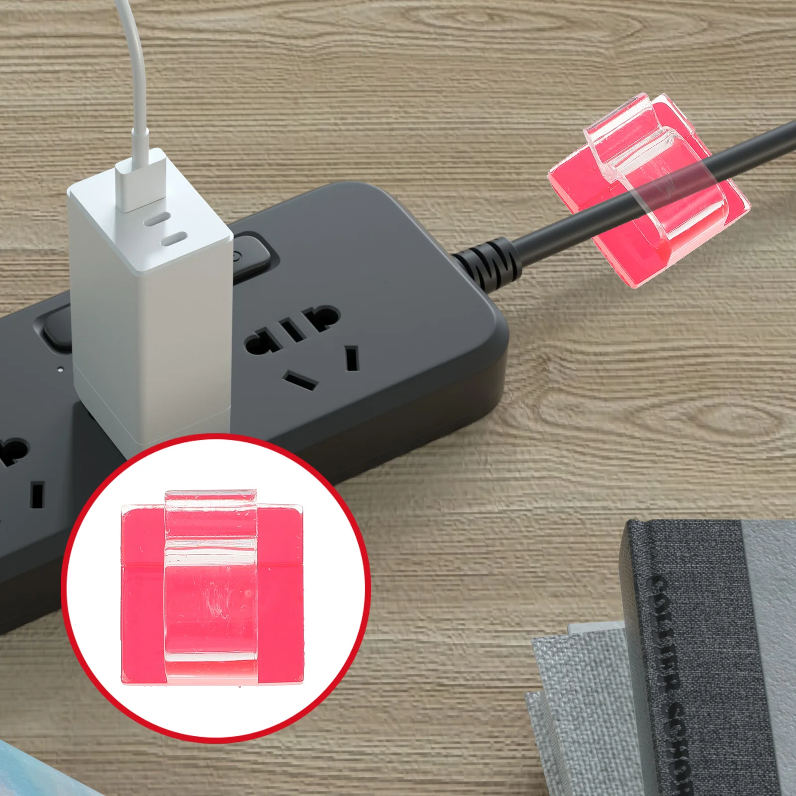 

50Pcs Cable Cord Clip Adhesive Wire Holder Wall Mount Fixing Clamp for Home Office Car Cable Management Solution