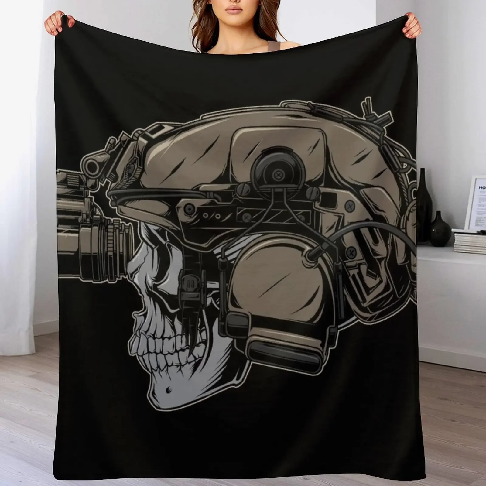 soldier skull Throw Blanket Warm Cozy Throw Blanket for Living Room Couch