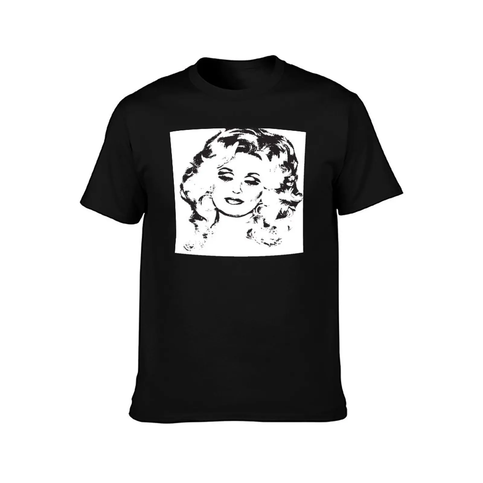 Dolly Parton Black and White T-Shirt, Summer Casual Cotton Tee, Oversized Streetwear Tops, Vintage Graphic Print, 100% Cotton