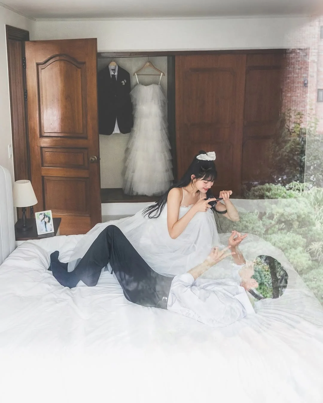 MD Simple Strapless A-line Wedding Dresses Spaghetti Strap Korea Photoshoot  Floor-Length Bridal Gown Customized 웨딩드레스 2025