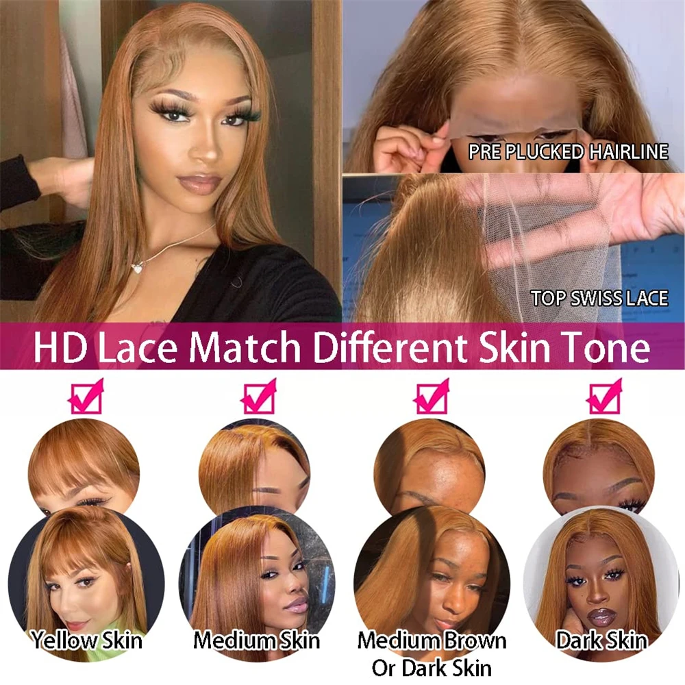 30inch Honey Blonde Lace Front Wigs for Women Straight Synthetic Ginger Lace Front Wig Pre Plucked with Baby Hair Glueless Wigs image 2