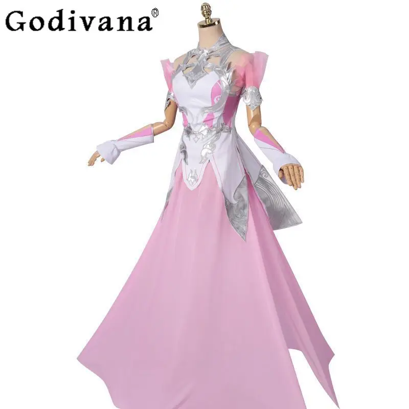 Appuntamento Cosplay Abito da donna Festa di compleanno Abito lungo rosa Abito formale da prestazione a vita alta femminile