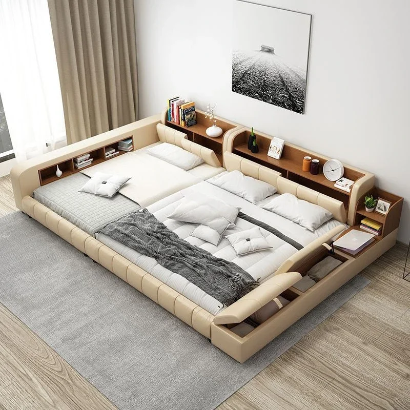 

Parent child bed, second child family bed, leather bed, leather bed,master bedroom