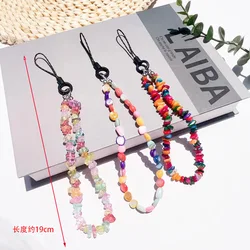 Crystal Beaded Phone Chain DIY Jewelry Fashion Colorful Natural Stone Charm Telephone Lanyard Cellphone Hanging Rope for Women