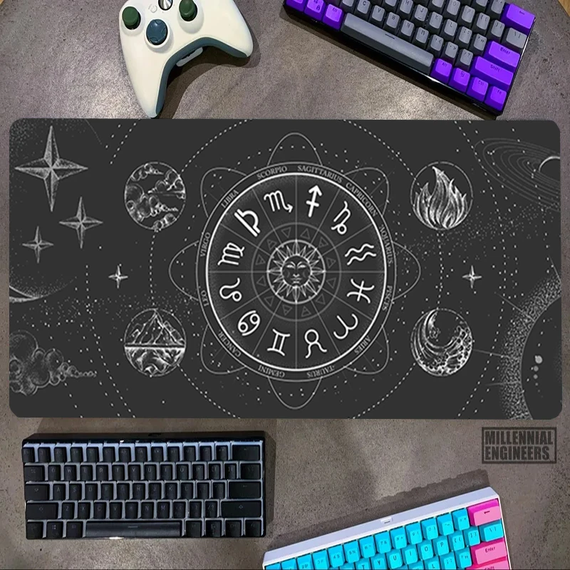 Celestial Mousepad Astrology Moon Phase Cycle Office Mouse Pad Mat tappetini da gioco Big Mousepad Keyboard Gamer Extended Desk Large