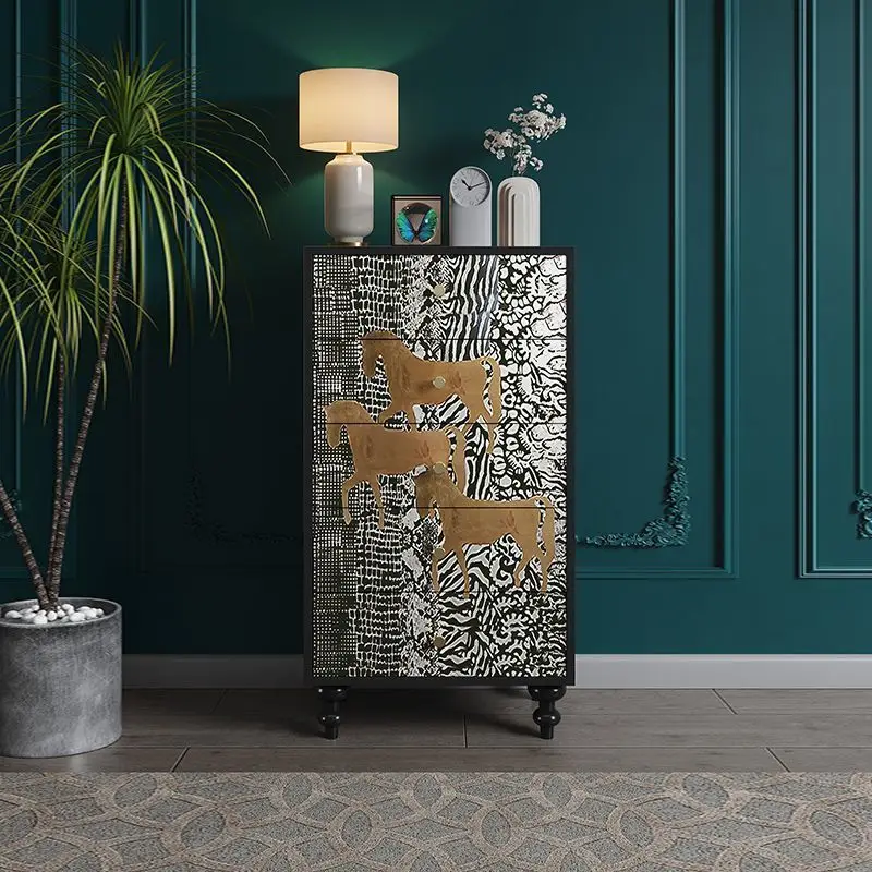 

chest of drawers solid wood painted high cabinet light luxury bedroom multi-functional display storage chest of drawers