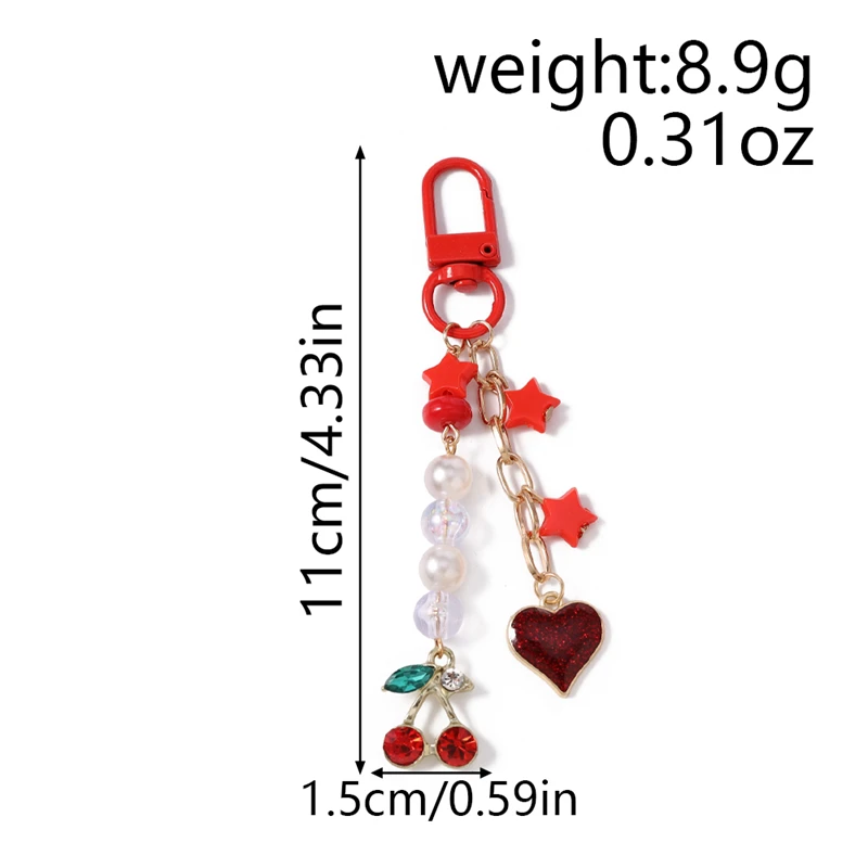 Modische Frucht-Kirsch-Schlüsselanhänger, Emaille-Herzanhänger, Schlüsselringe für Damen und Herren, Autoschlüssel, Handtaschen-Schlüsselanhänger, Accessoires, DIY-Geschenke – Detail 1