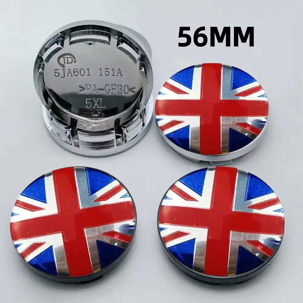 4 قطعة/الوحدة العالمي 56 مللي متر الاتحاد جاك شارة سيارة عجلة مركز محور قبعات يغطي ملصق لشركة فولكس فاجن كيا BMW ميني كوبر فورد أودي #1