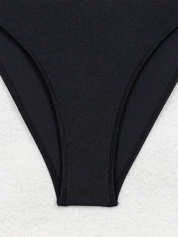 UETEEY 2025 nuevo traje de baño de verano de una pieza, traje de baño Sexy sólido alto, Bikini de cintura para mujer, traje de baño ajustado sin espalda, Bikini de playa