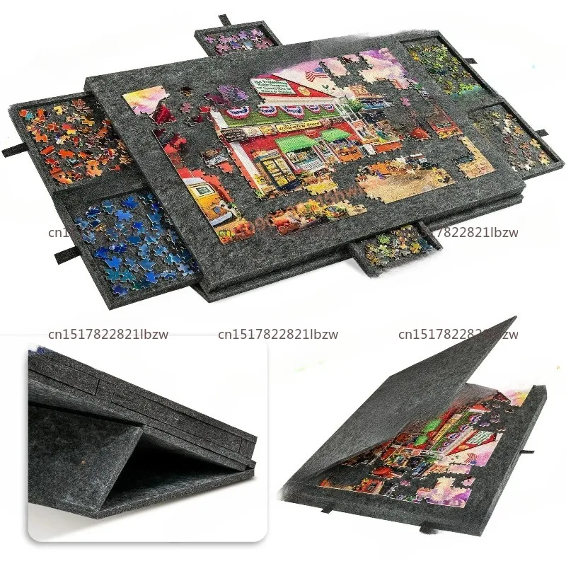 Jigsaw Puzzle Table, Children's Jigsaw Puzzle Board with Stand Cover, 6-drawer Portable Jigsaw Puzzle Table (without puzzle)