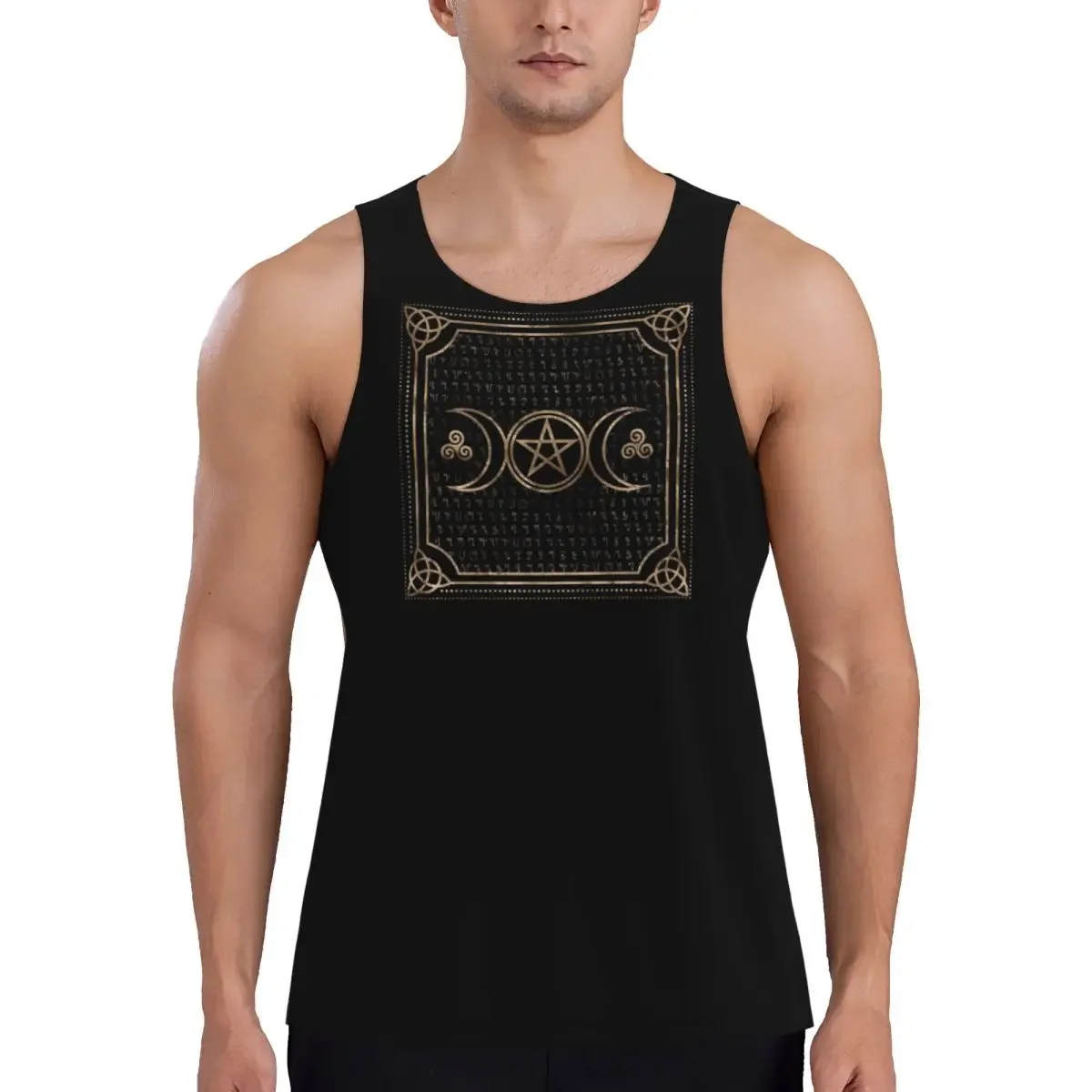 Quick Dry Triple Moon With Triskelion Pentagram Pagan Wiccan Gym Tank Muscle Sleeveless Shirt Bodybuilding Breathable Vest