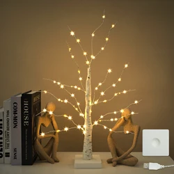 60cm Christmas Brich Tree Artificial Plants Romantic Led Light Hanging New Year Home Decor Party Wedding Ornaments Dating Decor