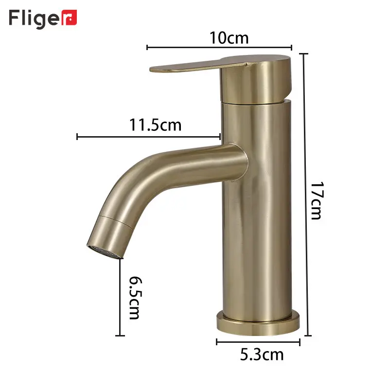 Fliger Basin Faucet Black Gold Bathroom Sink Faucet Hot Cold Water Mixer Faucet Bathroom Washbasin Faucet grifos de lavabo