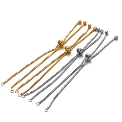 3pcs Stainless Steel Adjustable Gold Plated Box Chains Bracelet Connectors for DIY Fashion Jewelry Bracelets Making Accessories