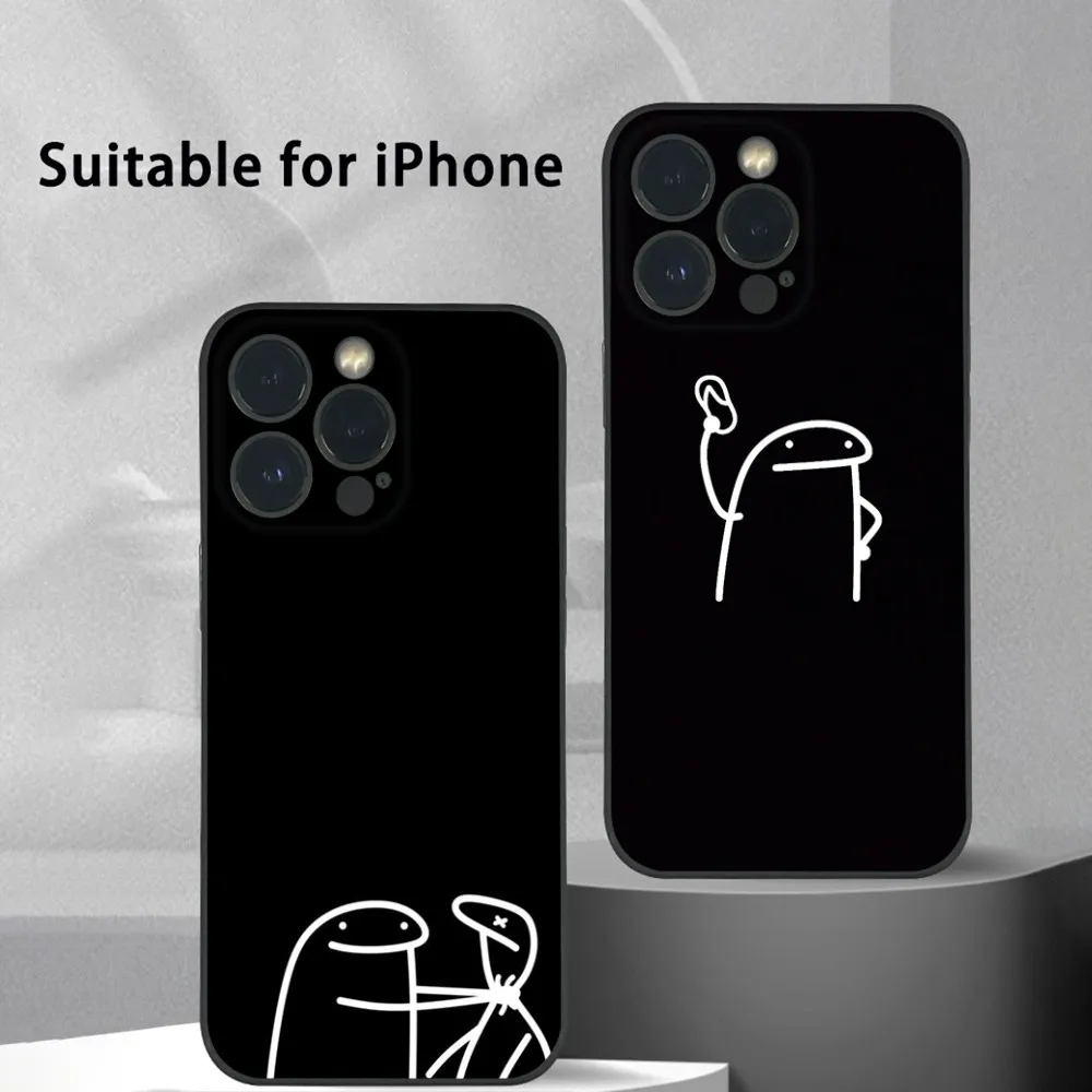 

Funny Middle Finger Stick Figure Phone Case For iPhone 15 14 13 12 11 Pro Xs Max Mini XR 78 Plus Black Frosted Soft Shell Funda