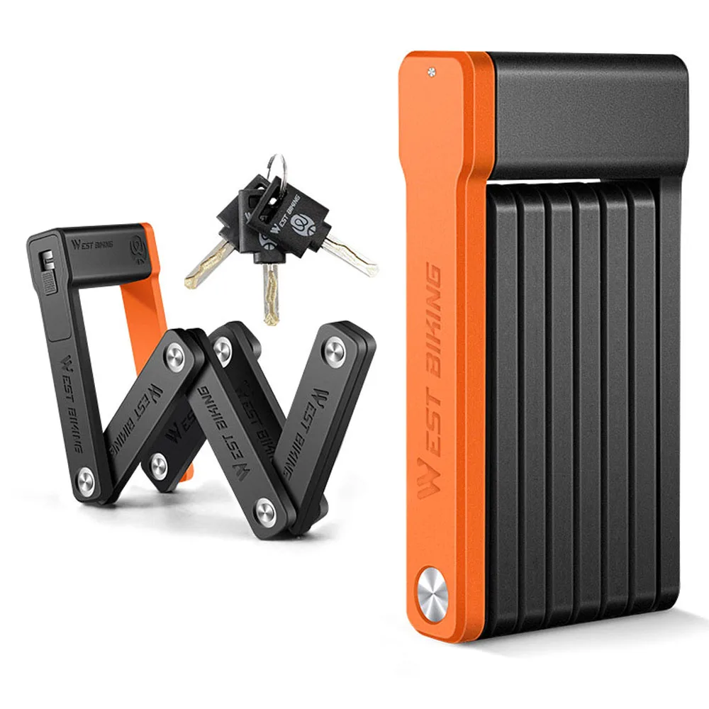 

Компактный складной велосипедный замок WEST BIKING, противоугонный цепной замок, сверхпрочная защита с 3 ключами для велосипедов, электровелосипедов/самокатов