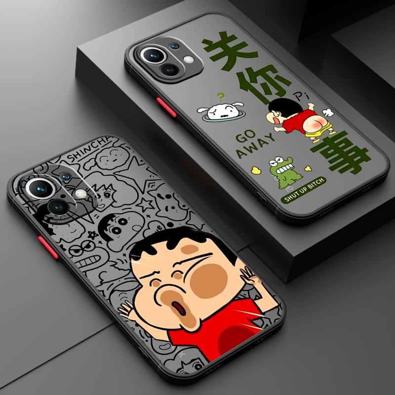 Crayon Shin Chan Cartoon Cute Frosted Translucent For Xiaomi Mi 13 12 12T 11T 11 11i 10T 10 9T Pro Lite Ultra 5G Funda