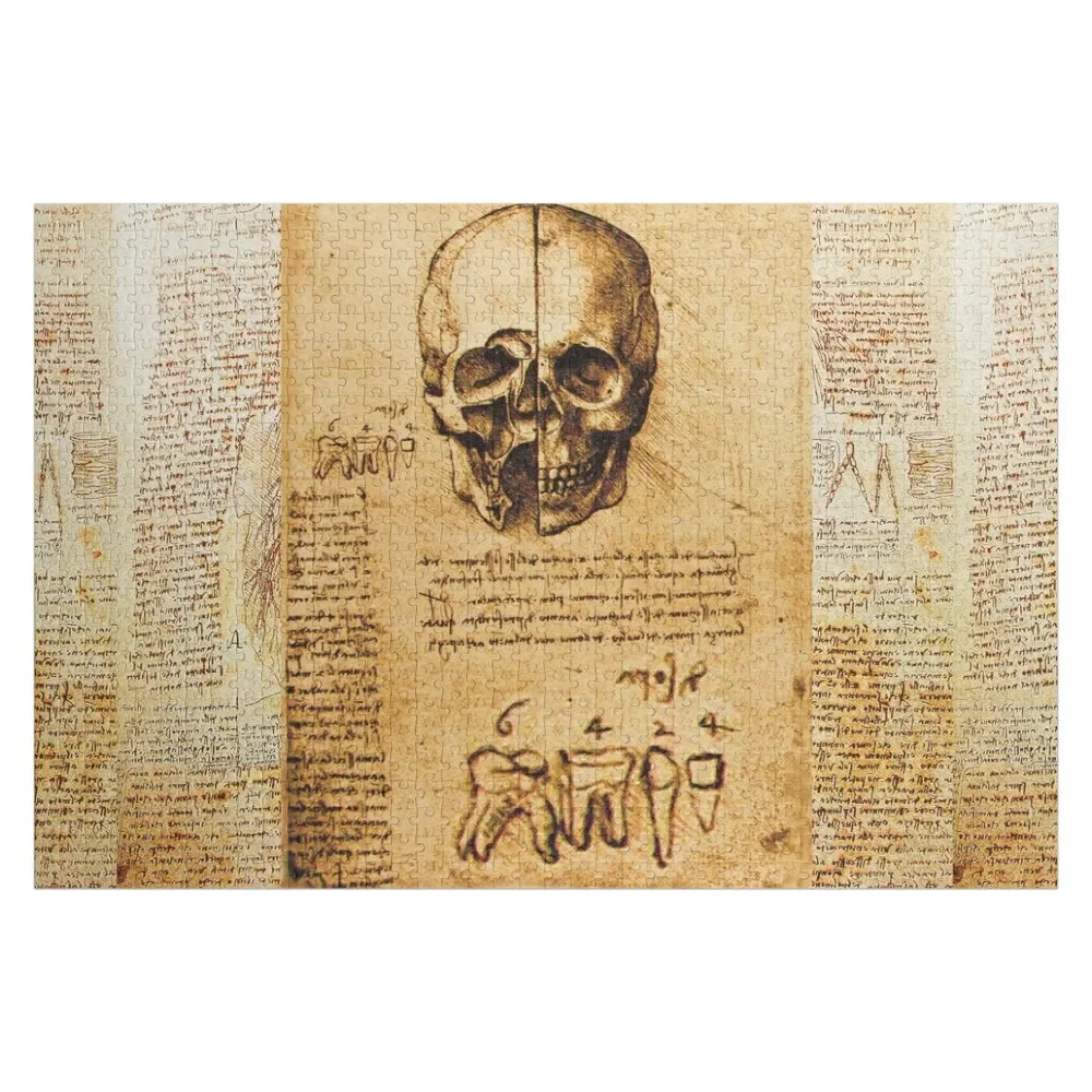 SKULL AND TEETH ,DENTAL PARCHMENT Leonardo Da Vinci Jigsaw Puzzle Wooden Name Custom Child Gift Puzzle