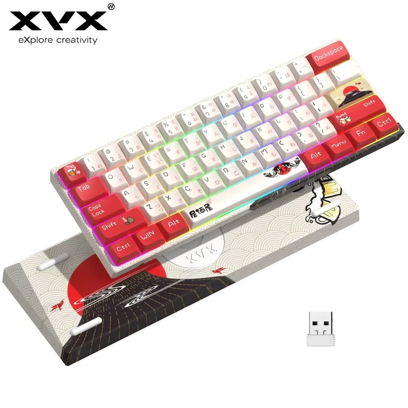 

XVX M61 Mechanical Keyboard Lzakaya Japaness Theme Wireless Gamer Mechanical Keyboard RGB Backlit for Pc Gamer Gateron Switch