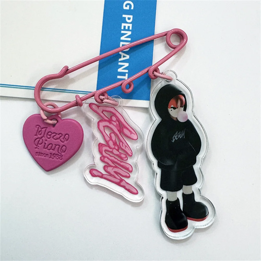 KPOP Idols YEONJUN GGUM New Song Cartoon Cute Acrylic High Quality INS Style Brooch Cute Doll Pin Clothing Decoration Fans Gifts